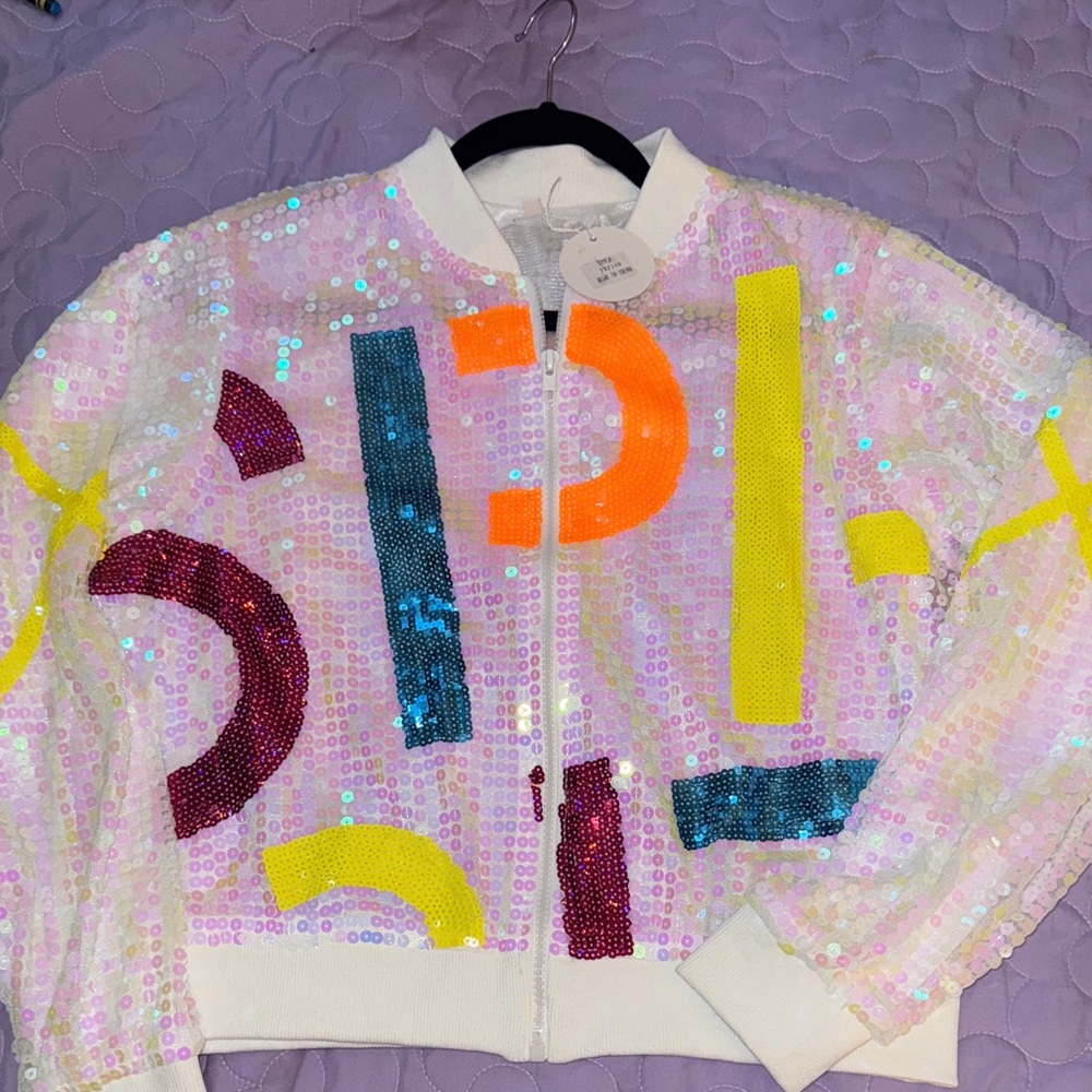 Pastels Sequin Jacket with Orange and Purple Accents